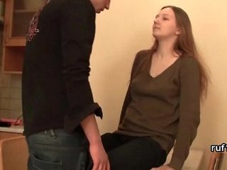 boy gives his submissive teen girlfriend a hard open handed spanking